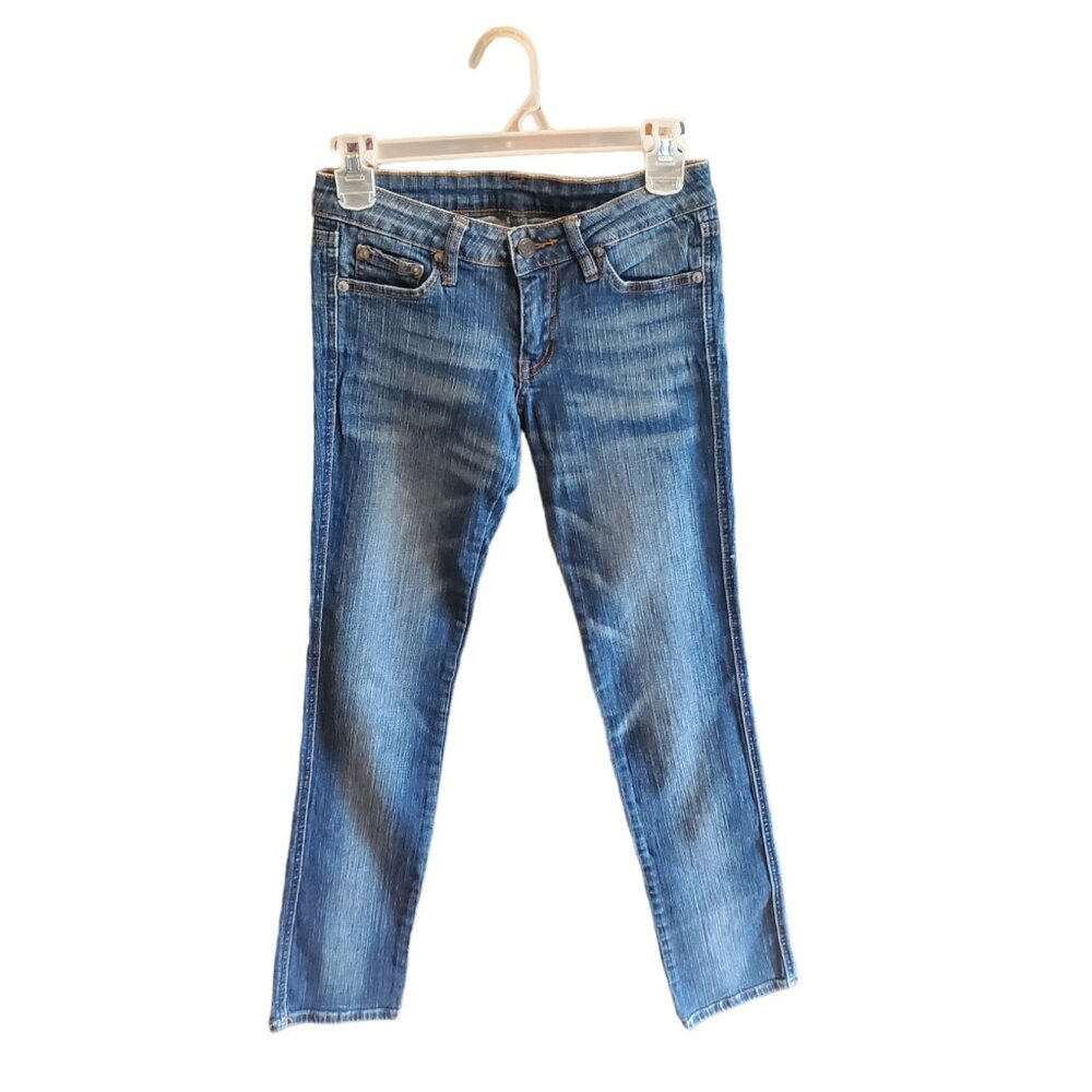 Faded whiskering design style straight cut denim jeans Size 26X38